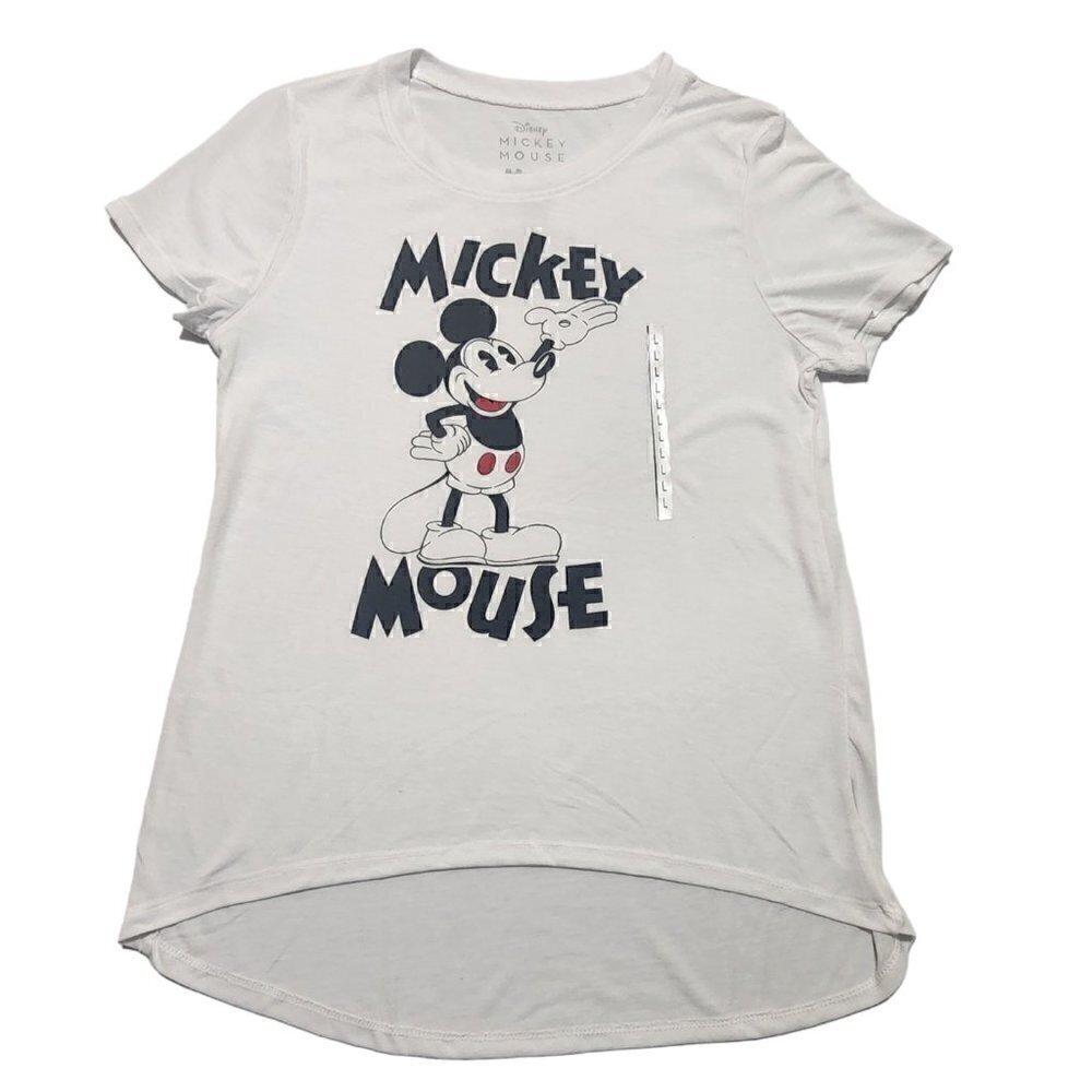 Disney Womens Mickey Mouse Curved T-Shirt White Size Large - Picture 1 of 6